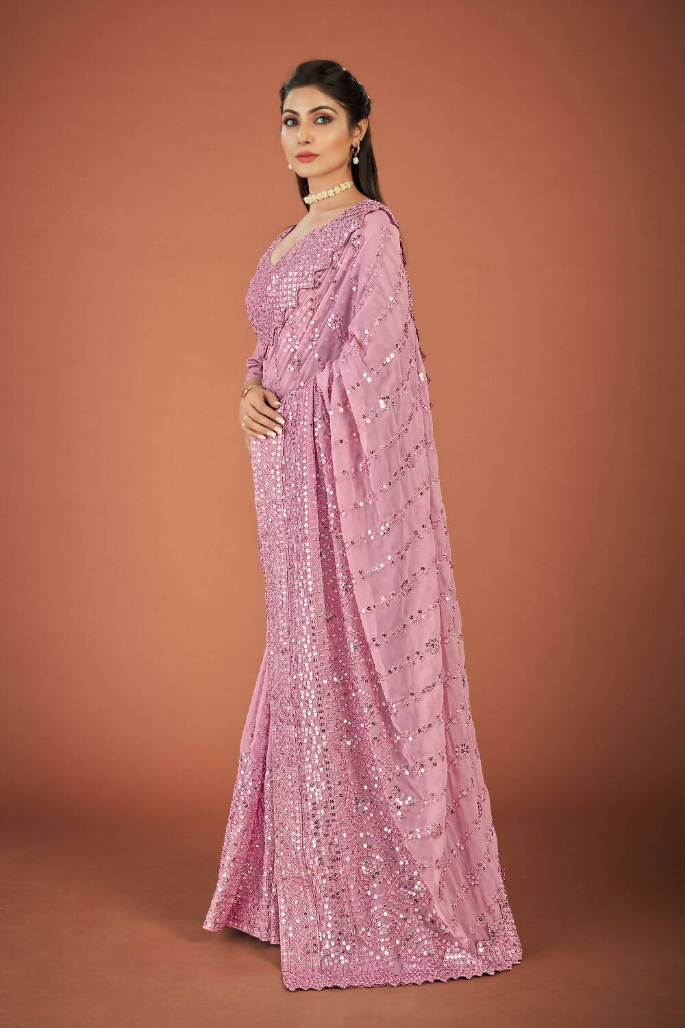 Vamsee Onoin Georgette Designer Saree - Swadesiicart