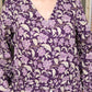 Miravan Women's Pure Cotton Floral Printed Long Sleeves Purple V Neck Playsuit - Swadesiicart