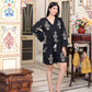 Miravan Women's Pure Cotton Black Waist Tie-Up Back Zip Closure Floral Playsuit - Swadesiicart