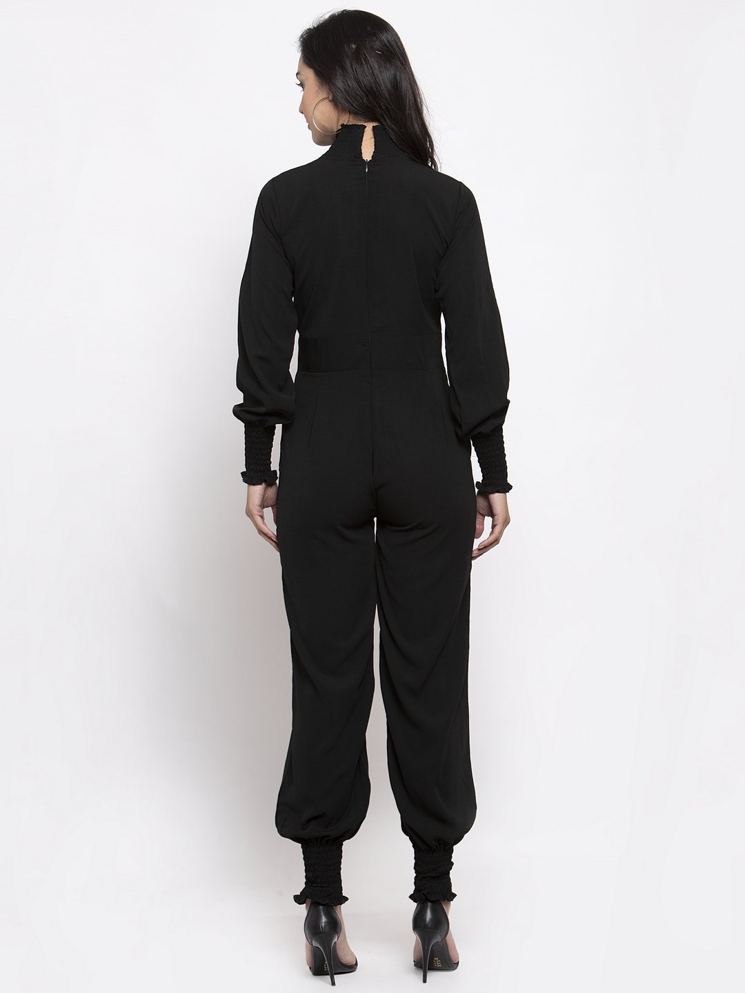 Jompers Women Black Solid Basic Jumpsuit - Swadesiicart
