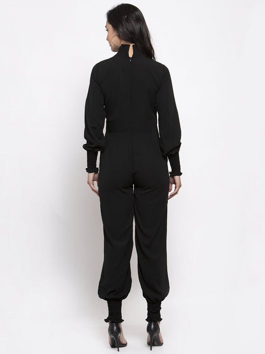 Jompers Women Black Solid Basic Jumpsuit - Swadesiicart
