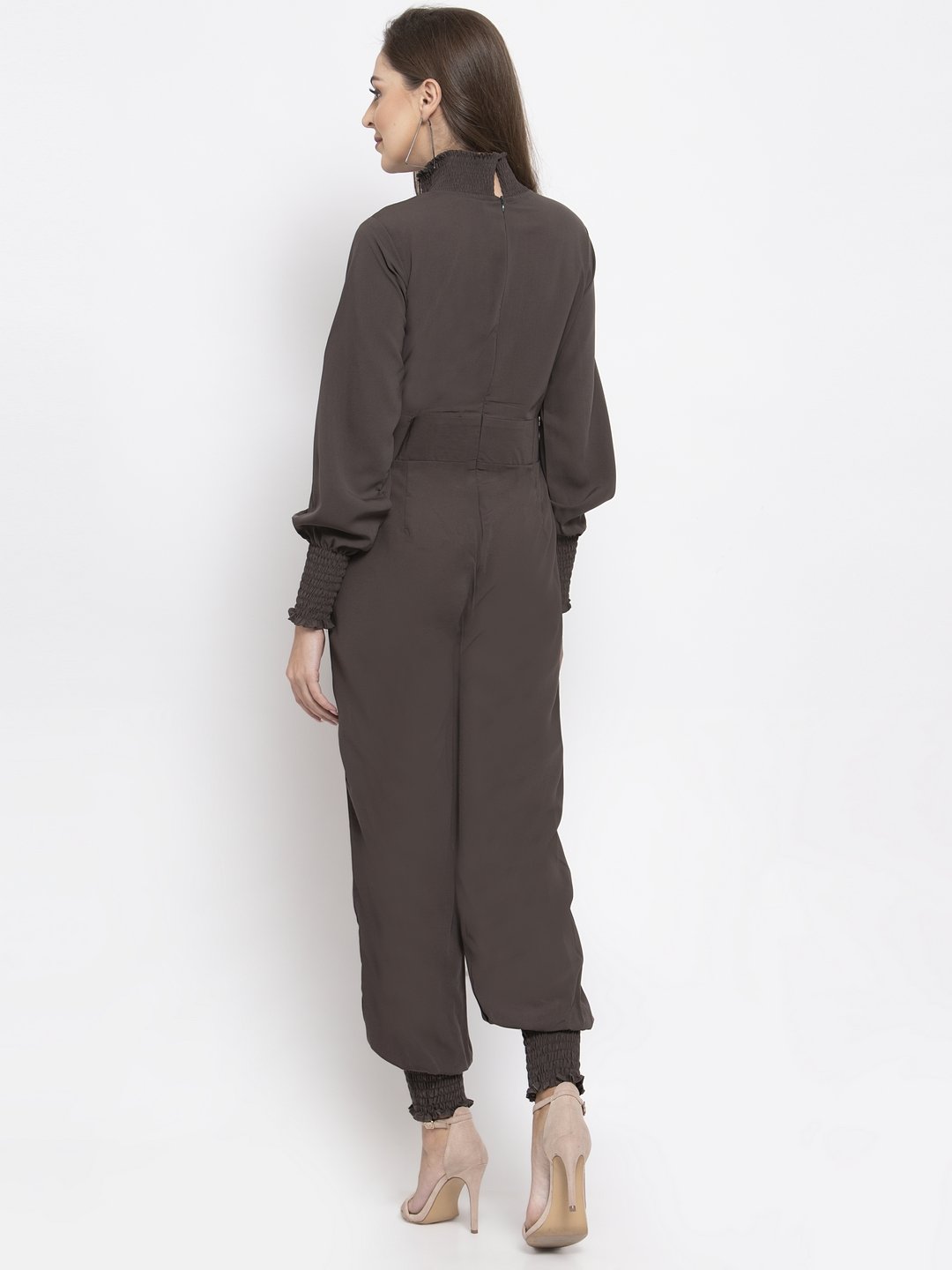 Jompers Women Grey Solid Basic Jumpsuit - Swadesiicart