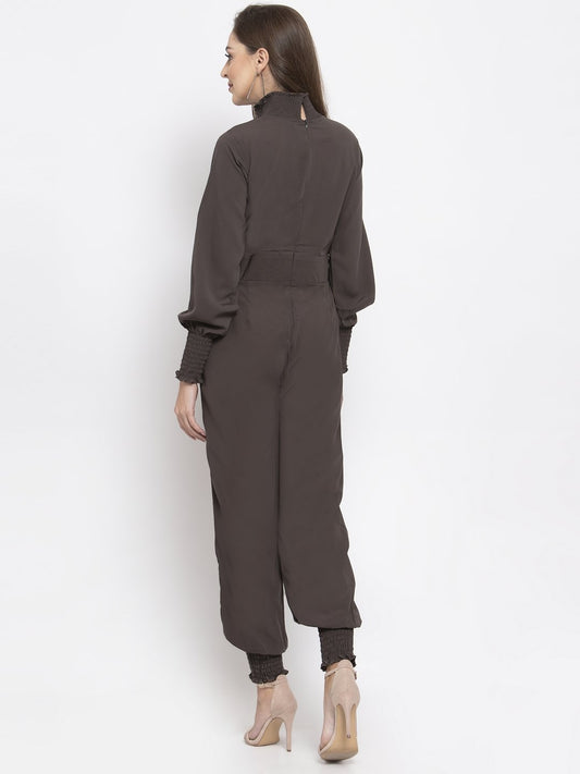 Jompers Women Grey Solid Basic Jumpsuit - Swadesiicart