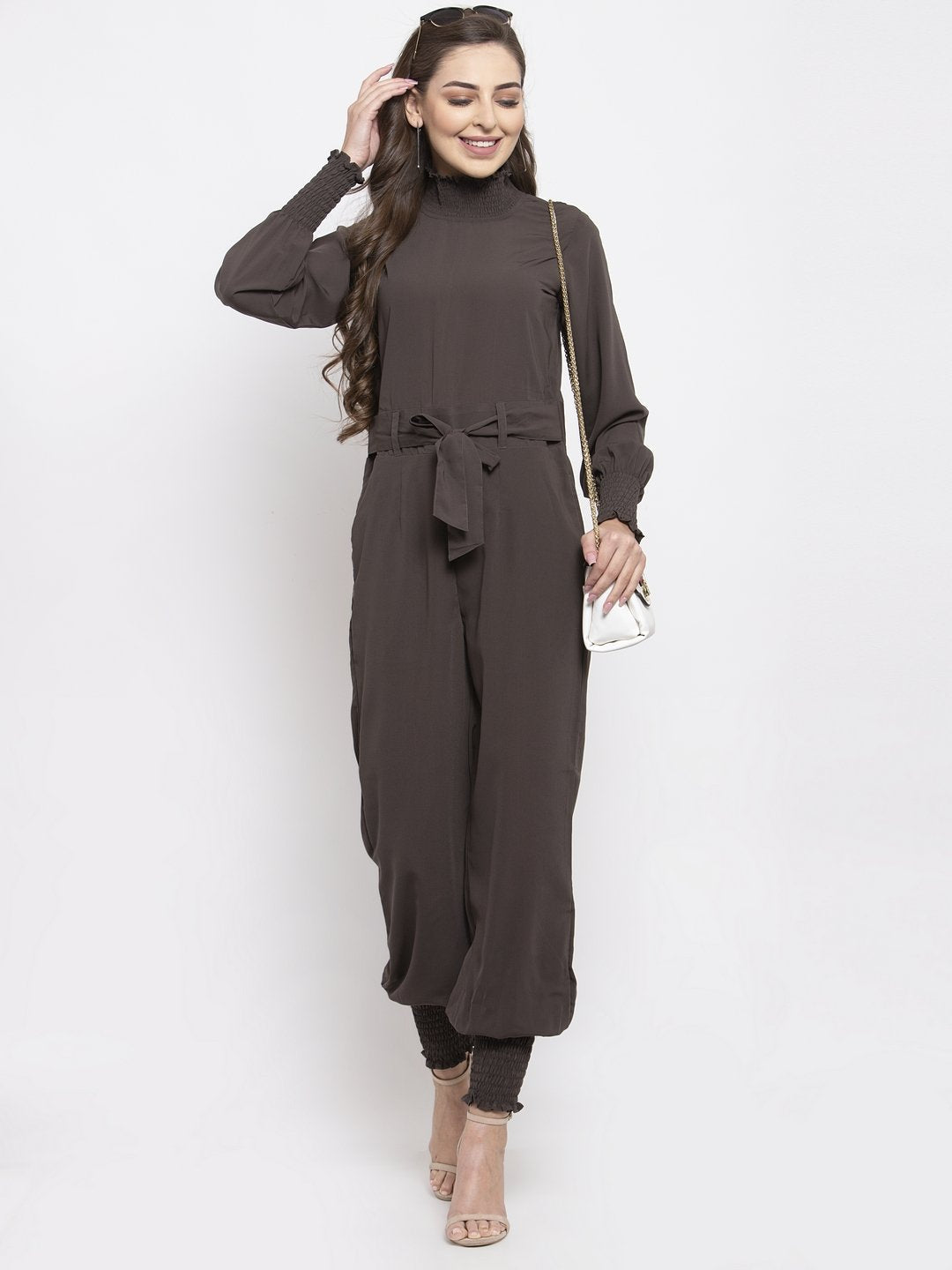 Jompers Women Grey Solid Basic Jumpsuit - Swadesiicart