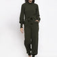 Jompers Women Olive Green Solid Basic Jumpsuit - Swadesiicart