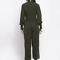 Jompers Women Olive Green Solid Basic Jumpsuit - Swadesiicart