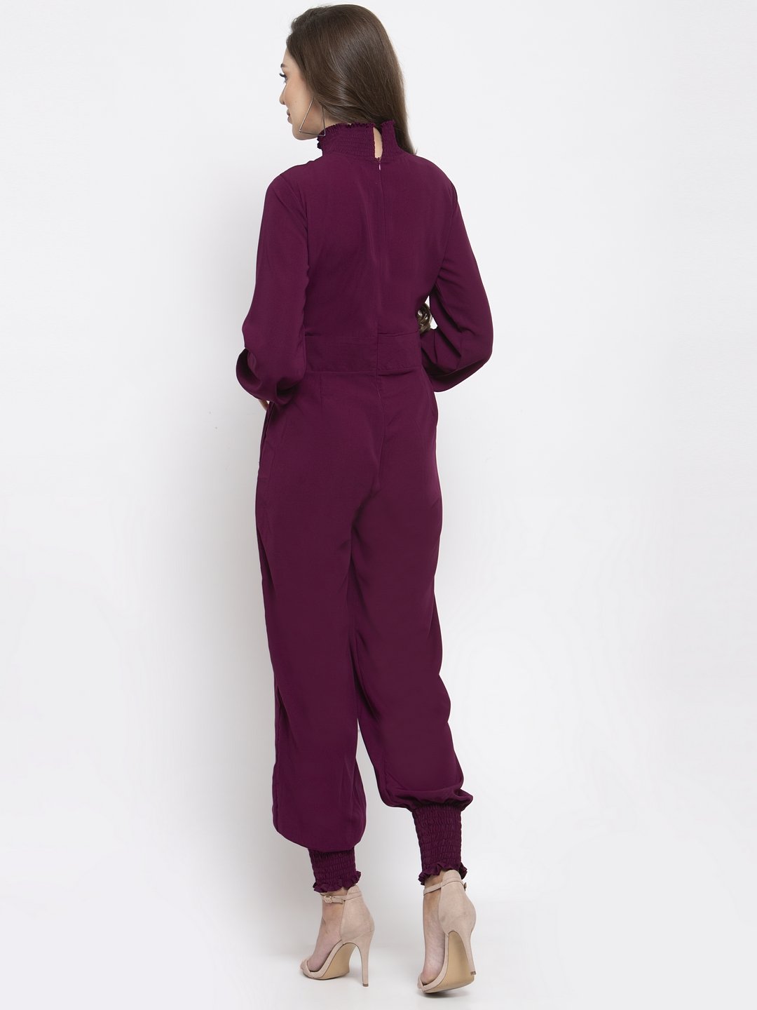 Jompers Women Purple Solid Basic Jumpsuit - Swadesiicart
