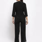 Jompers Women Black Solid Jumpsuit with sequence on neck - Swadesiicart