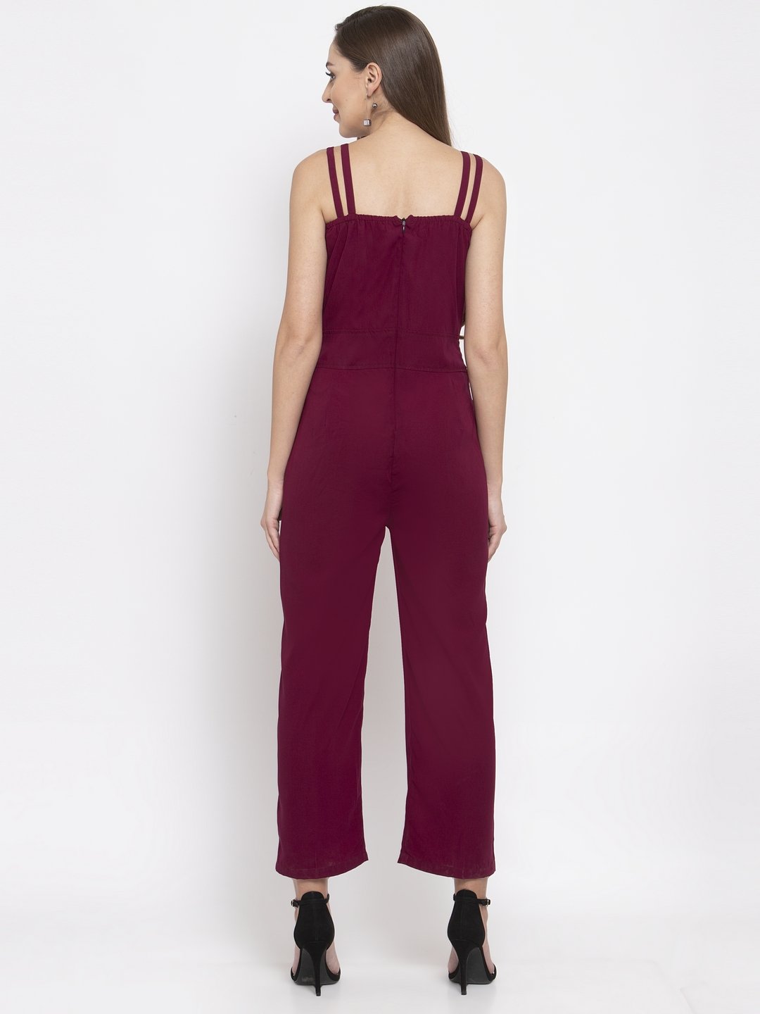 Jompers Women Purple Solid Embellished Jumpsuit - Swadesiicart