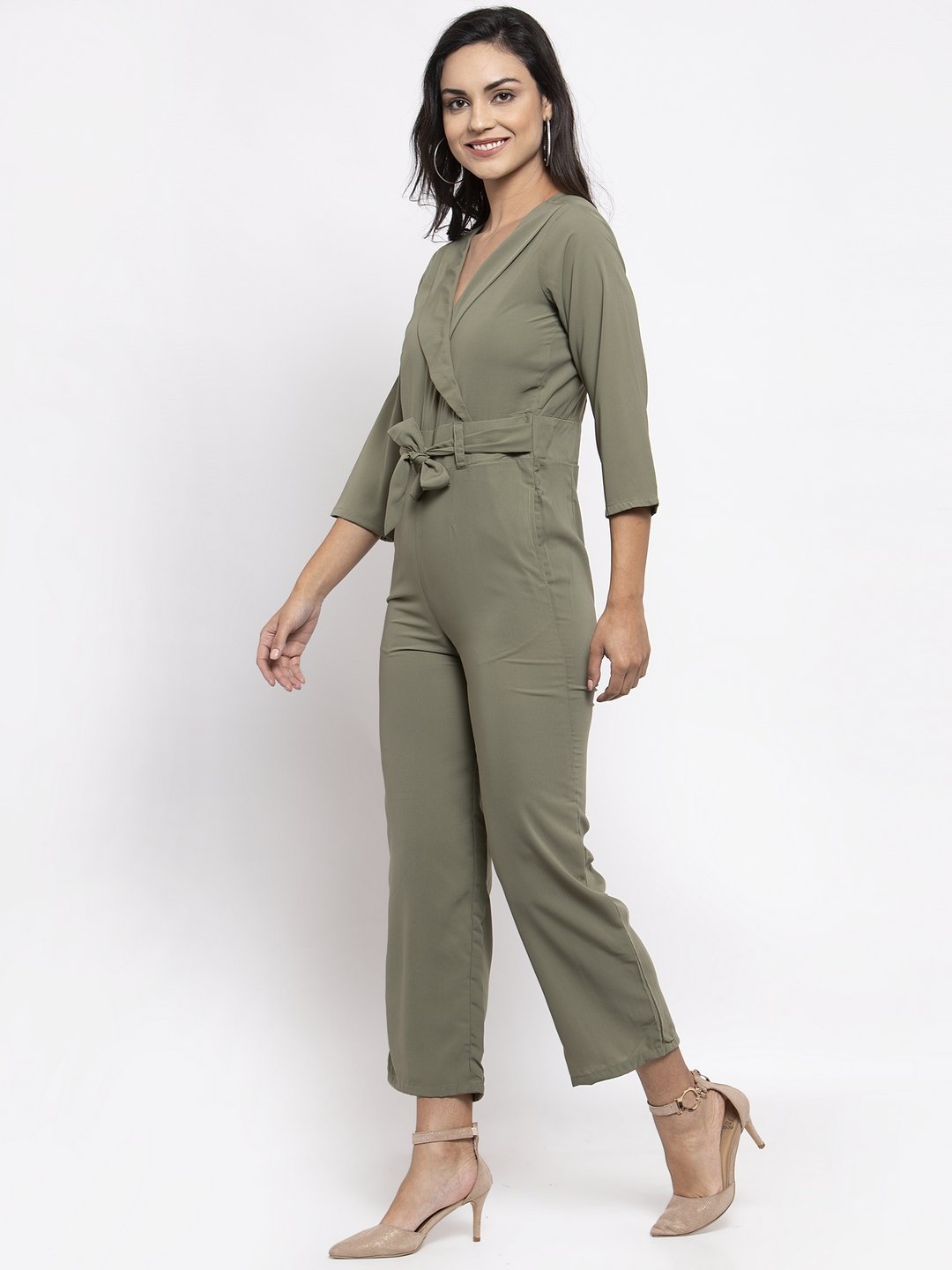 Jompers Women Pista-Green Solid Jumpsuit - Swadesiicart