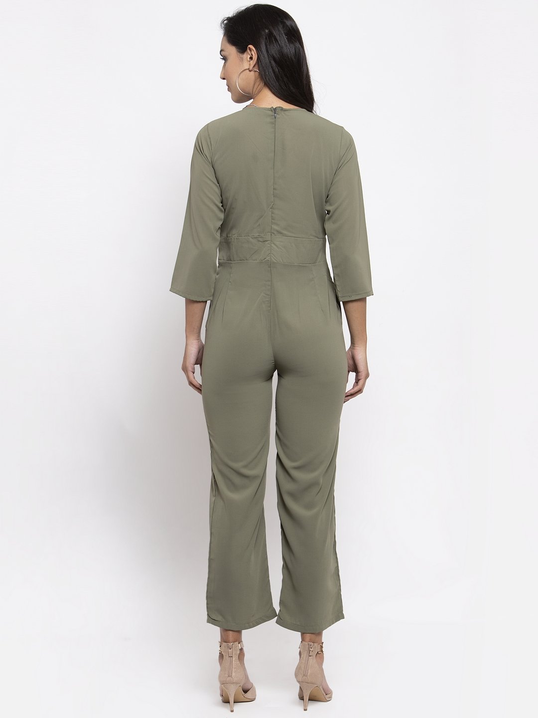 Jompers Women Pista-Green Solid Jumpsuit - Swadesiicart