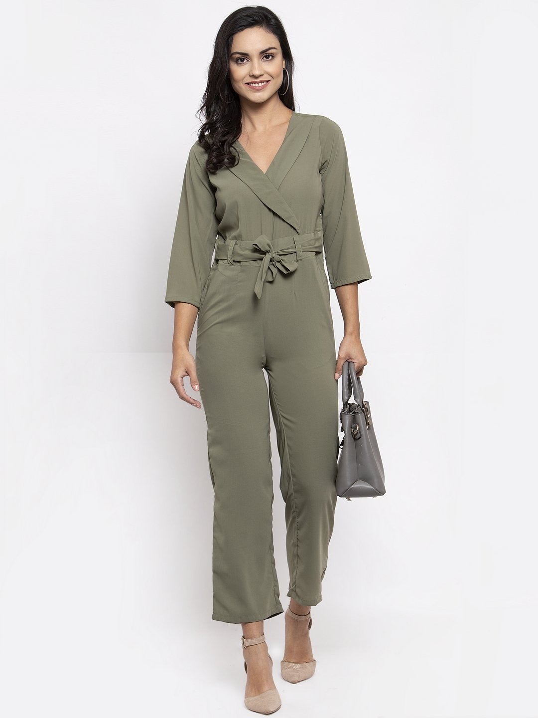 Jompers Women Pista-Green Solid Jumpsuit - Swadesiicart