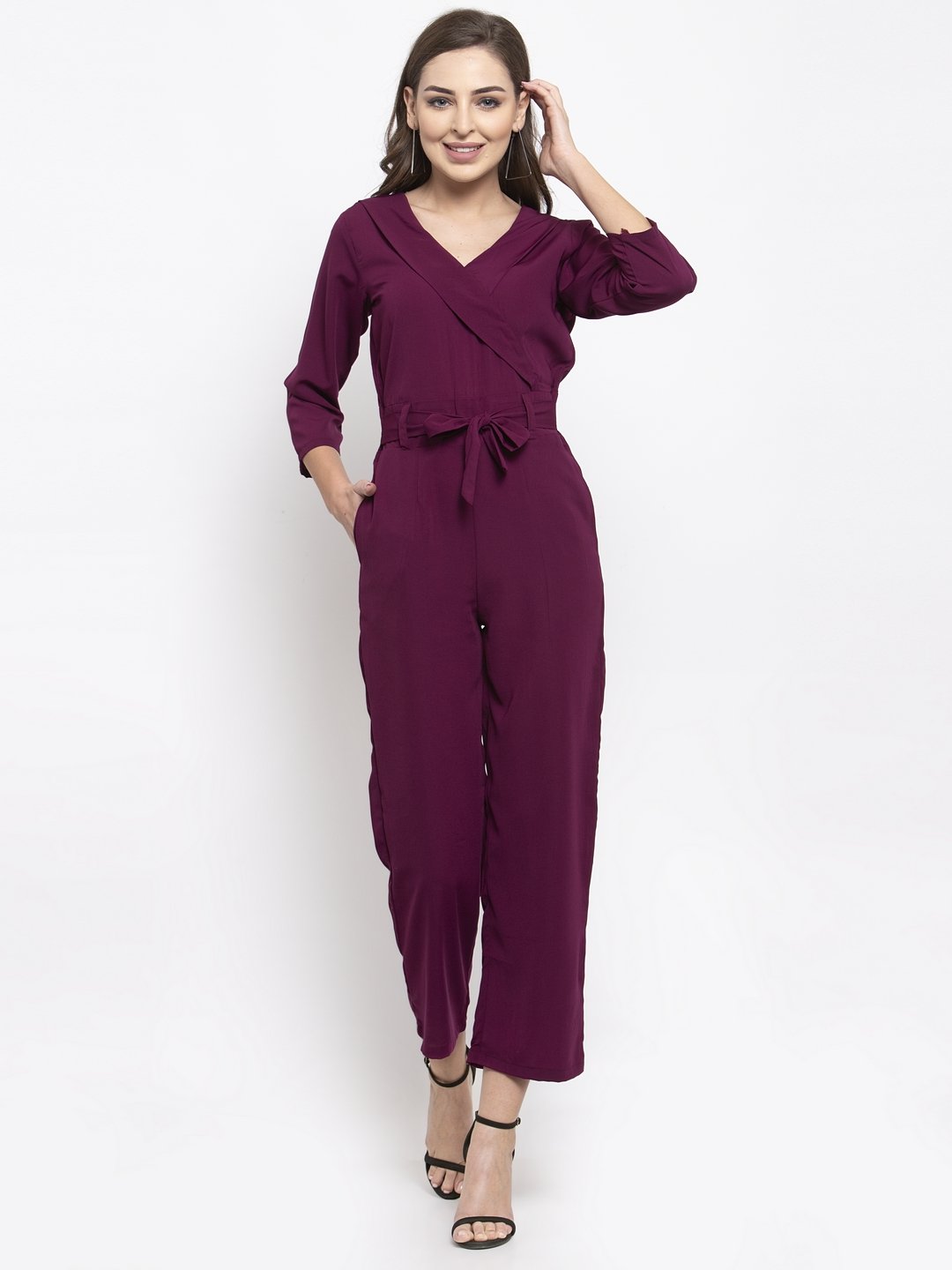 Jompers Women Purple Solid Jumpsuit - Swadesiicart