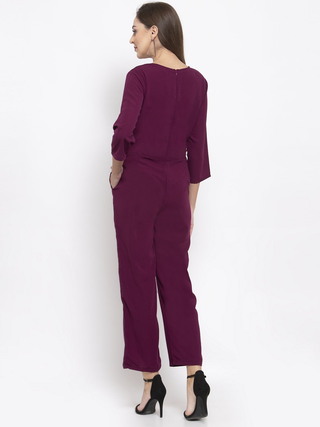 Jompers Women Purple Solid Jumpsuit - Swadesiicart