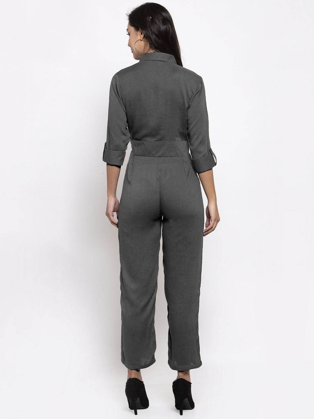 Jompers Women Grey Solid Jumpsuit - Swadesiicart