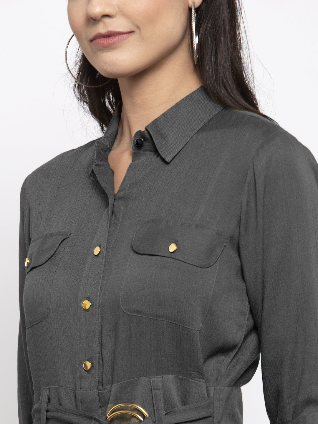 Jompers Women Grey Solid Jumpsuit - Swadesiicart
