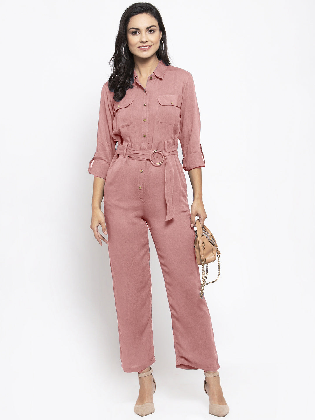 Jompers Women Purple Solid Jumpsuit - Swadesiicart