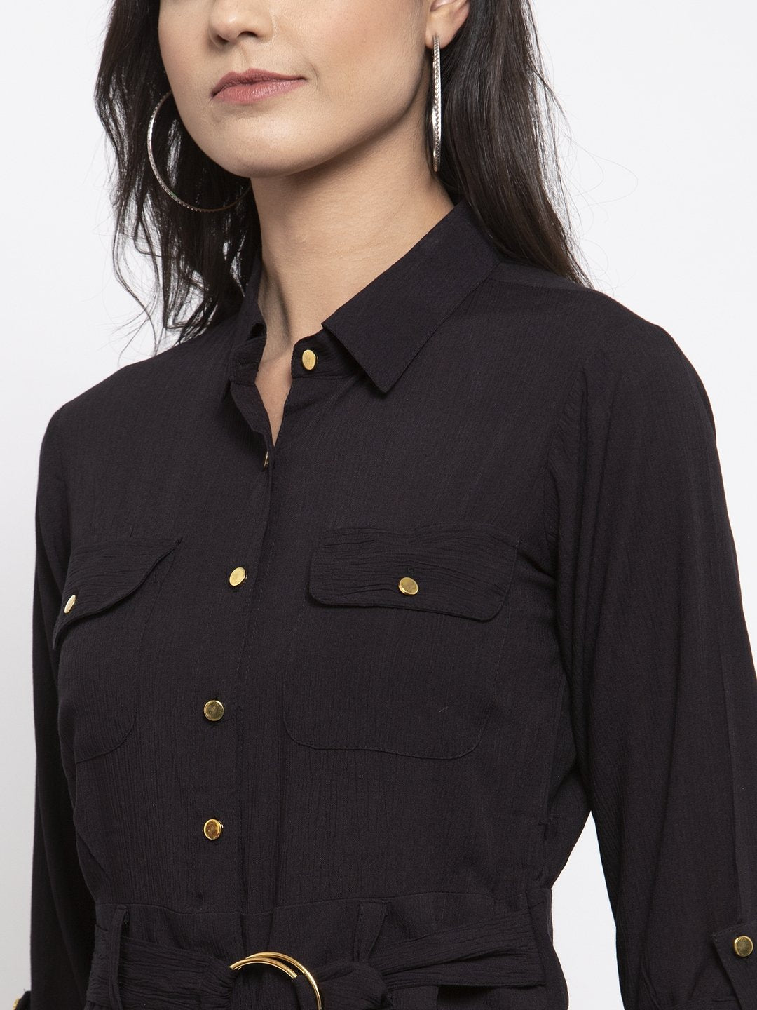 Jompers Women Black Solid Jumpsuit - Swadesiicart