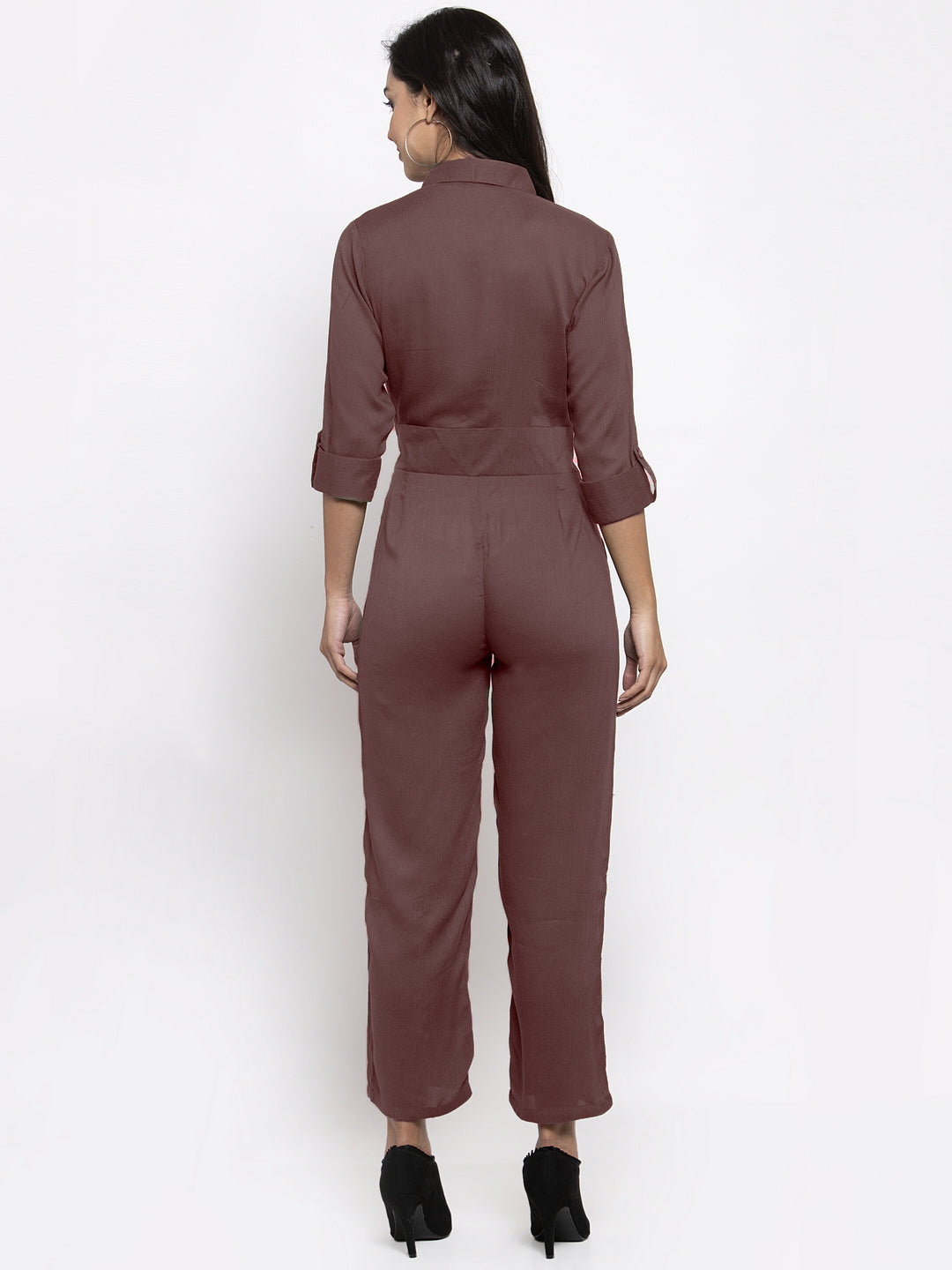 Jompers Women Brown Solid Jumpsuit - Swadesiicart