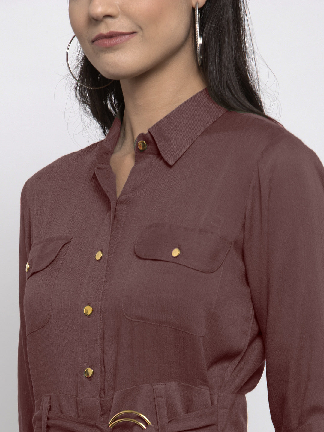 Jompers Women Brown Solid Jumpsuit - Swadesiicart