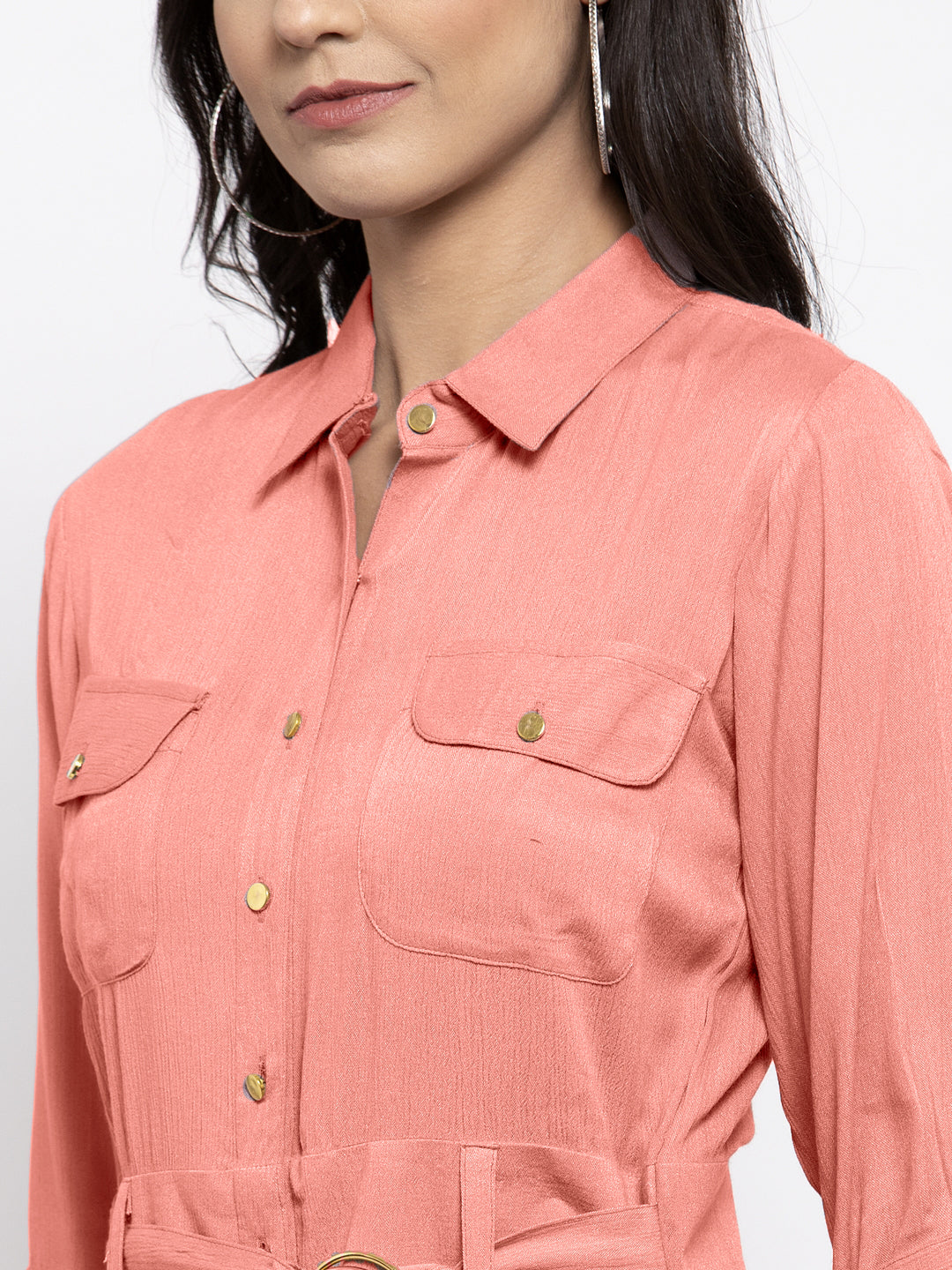 Jompers Women Peach Solid Jumpsuit - Swadesiicart