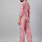 Jompers Women Off-White & Pink Striped Mandarin Collar Basic Jumpsuit - Swadesiicart