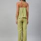 Jompers Women Green-Coloured Solid Halter Neck Basic Jumpsuit - Swadesiicart