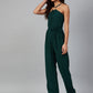 Jompers Women Green Solid Basic Halter Neck Basic Jumpsuit - Swadesiicart