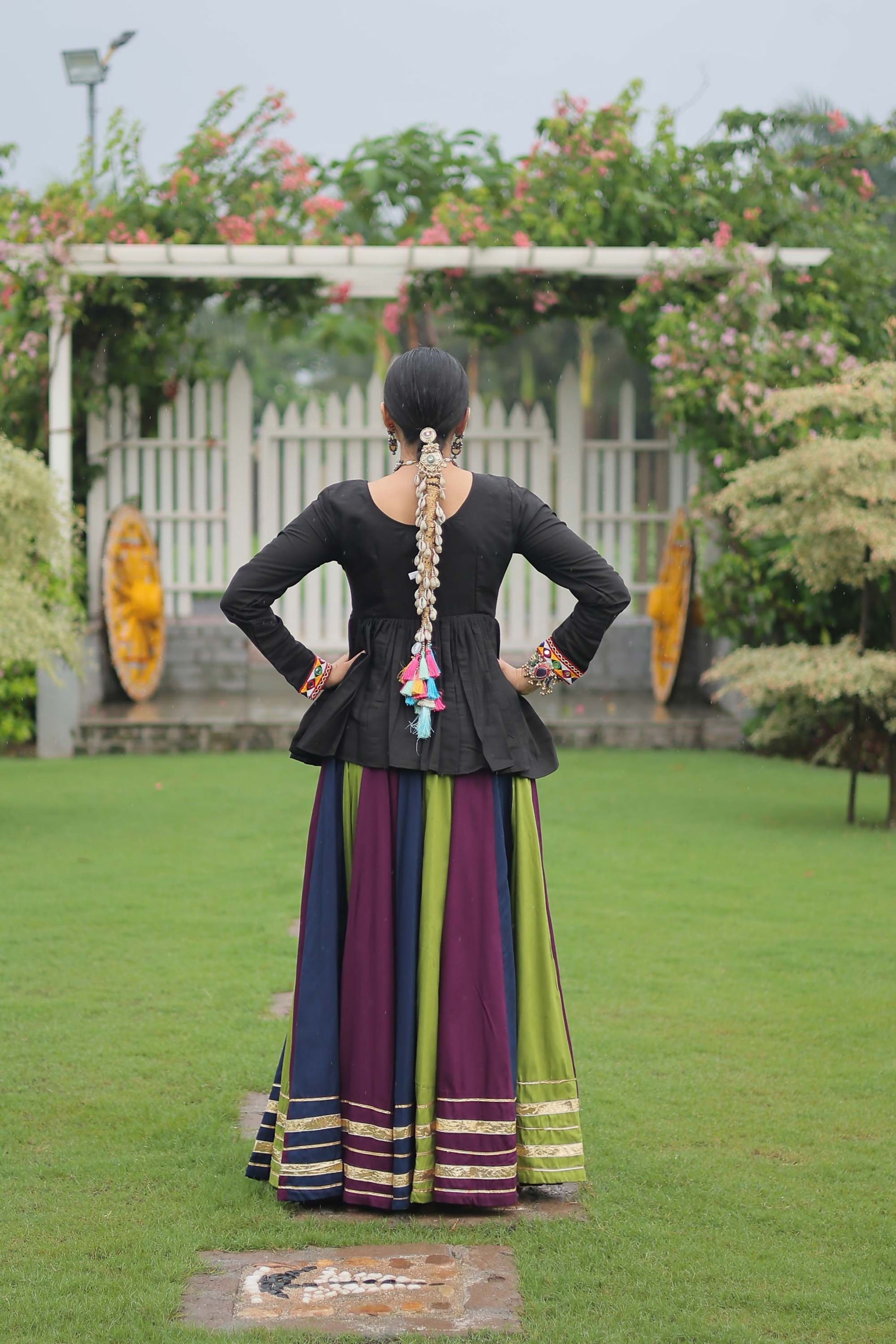 Lorenvalley Fashion Multicolor Rayon with Attractive Gota-Patti Lace Lehenga Choli | Swadesiicart