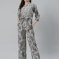 Jompers Women Off-White & Grey Striped Mandarin Collar Basic Jumpsuit - Swadesiicart
