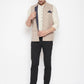 Even Apparels Cream Linen Men's Nehru Jacket-Contrast Lining-Inbuilt Pocket Square | Swadesiicart