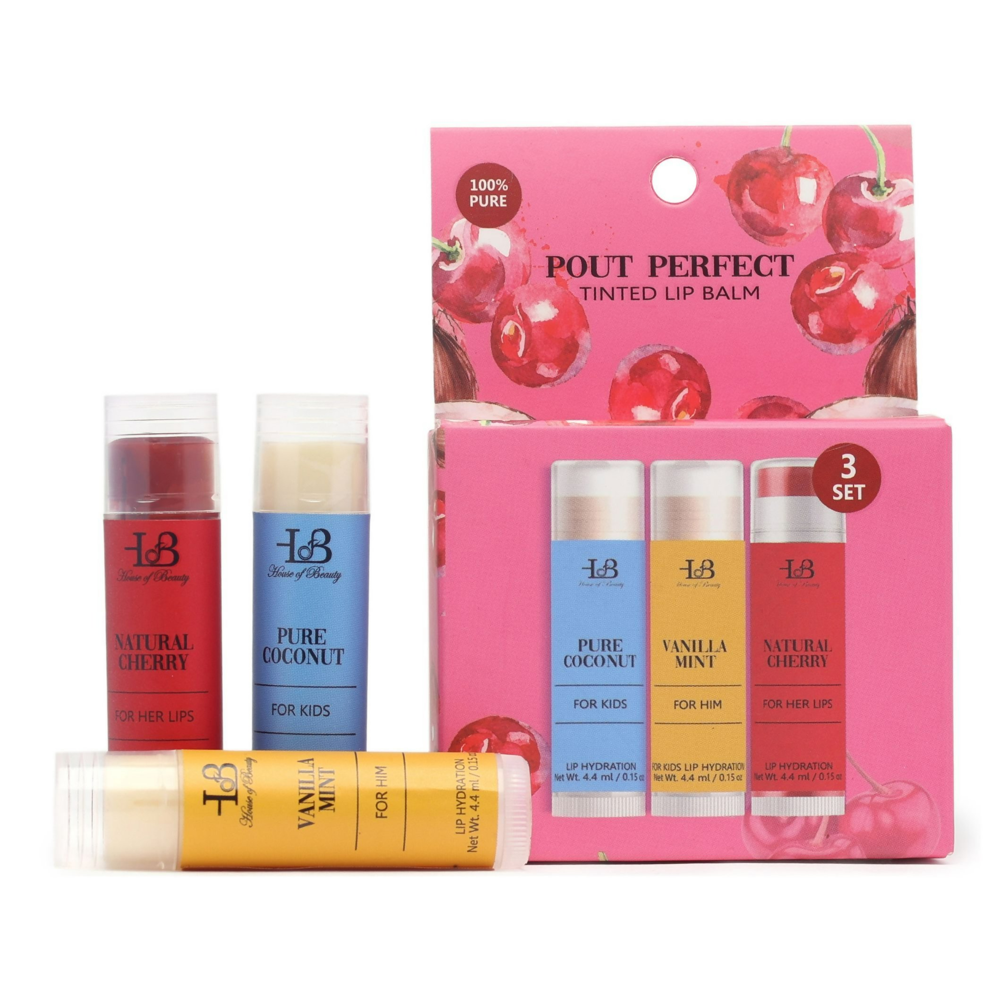 House of Beauty Pout Perfect Tinted Lip Balm Set - Swadesiicart