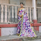 Vishnu Weaves Women's Navy-Blue Cotton Silk Printed Saree with Blouse - Swadesiicart