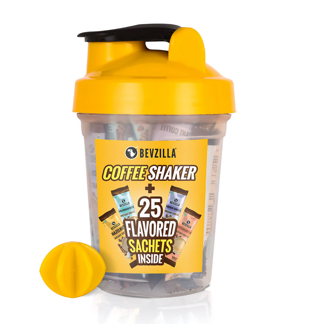 Bevzilla 25 Flavoured Coffee Sachets + Shaker | Swadesiicart