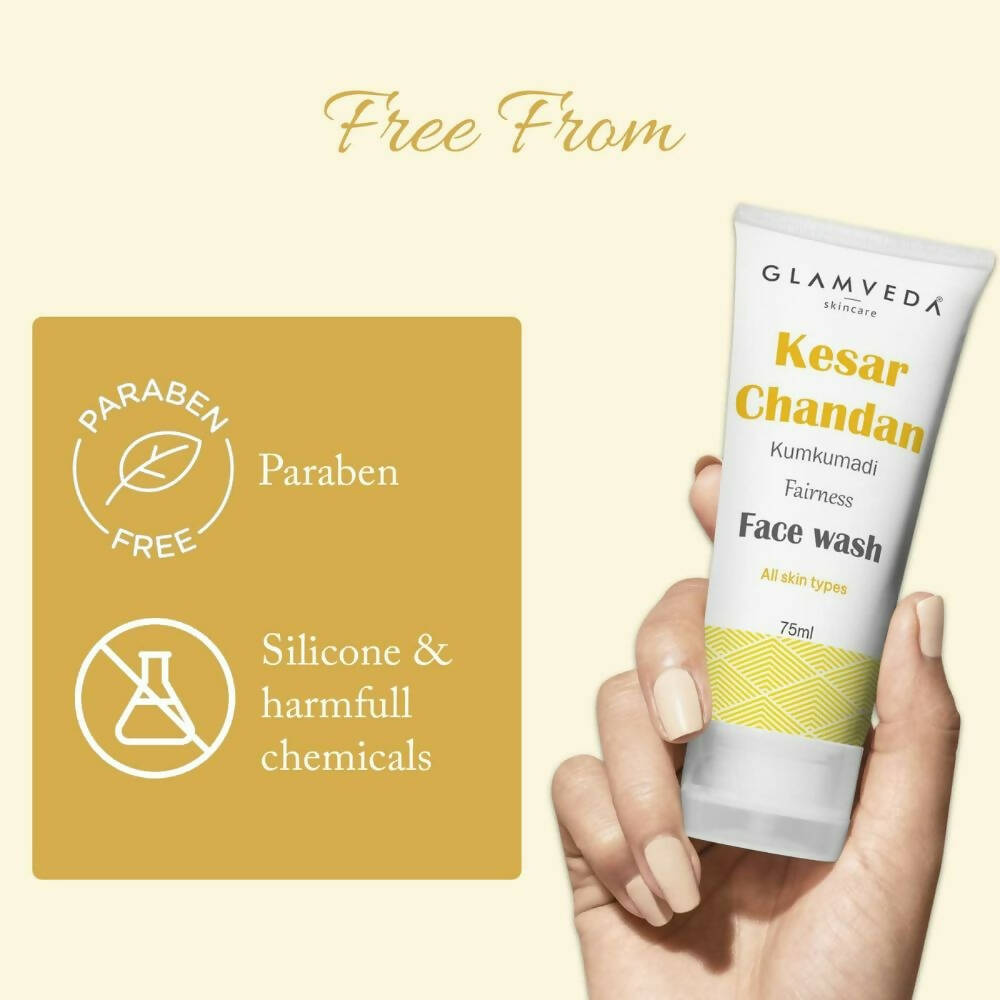 Glamveda Kesar Chandan Kumkumadi Fairness Face Wash - Swadesiicart