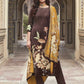 Jyoti Fashion Women's Brown Velvet Floral Digital Printed Kurta with Trouser & Dupatta | Swadesiicart