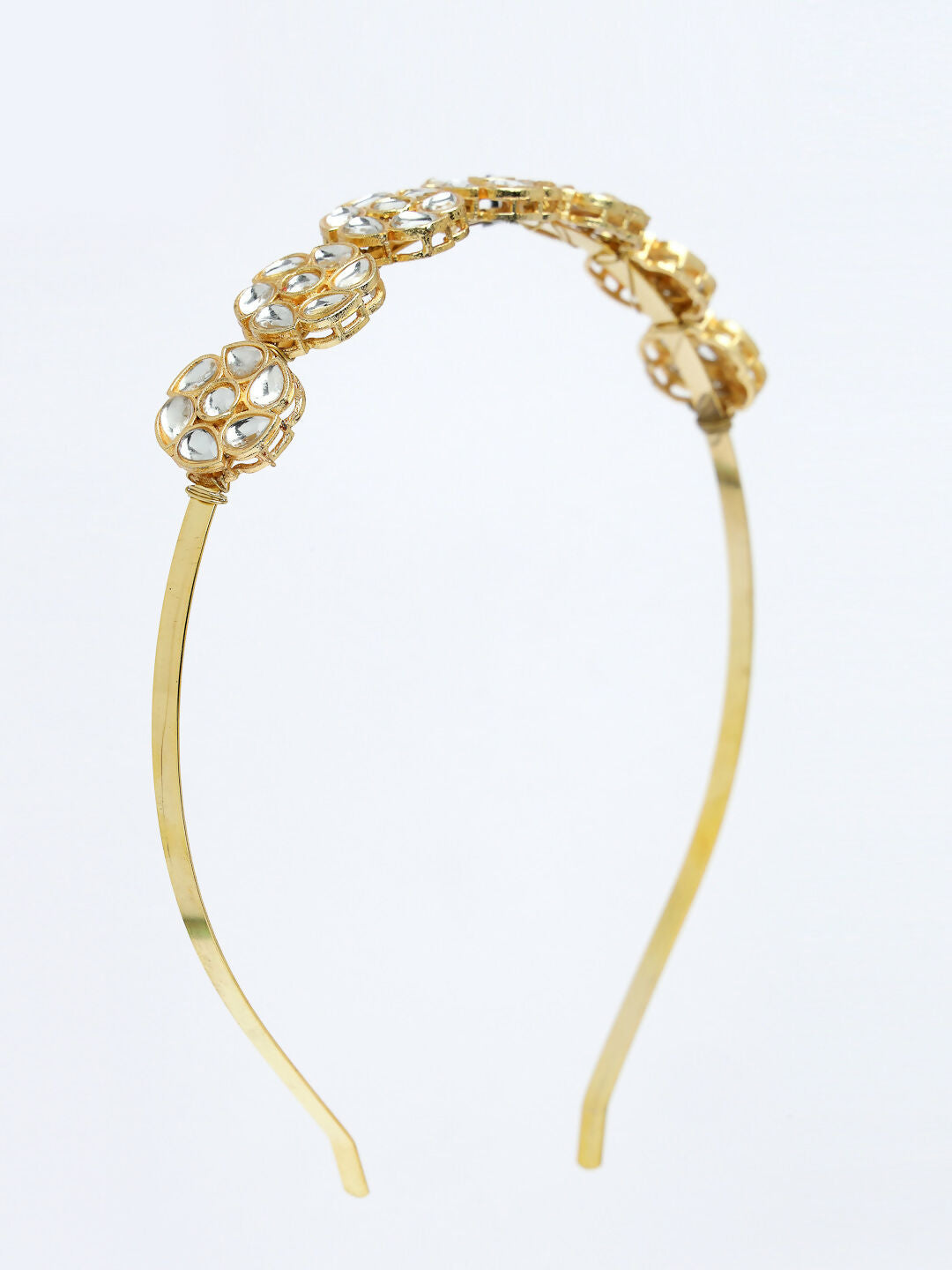 NVR Women's Gold-Polished Kundan Embellished Hairband - Swadesiicart