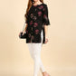 Anubhutee Black & Golden Printed Straight Kurti | Swadesiicart