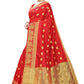 Vamika Banarasi Jacquard Weaving Red Saree | Swadesiicart