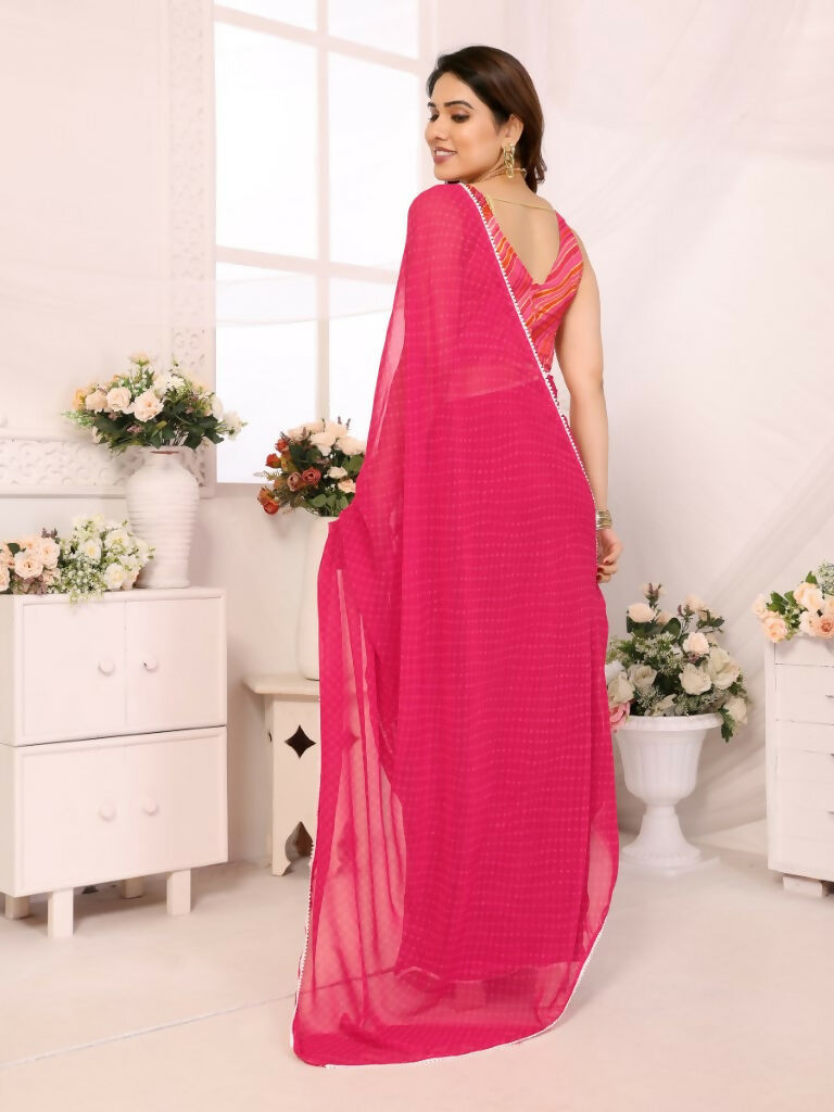 Designer Partywear Pink Georgette Fancy Saree - Satrangi | Swadesiicart