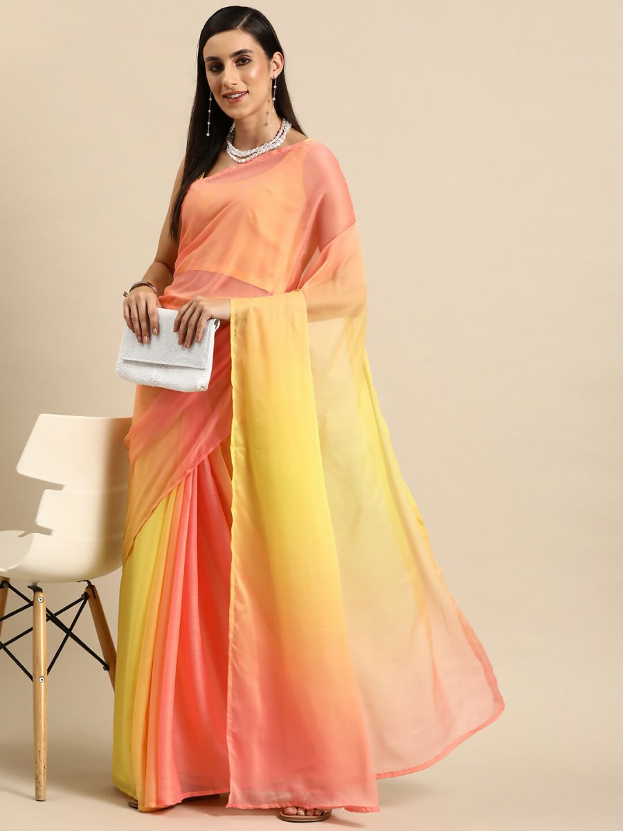 Ahalyaa Women's Traditional Semi Stitch Saree - Yellow | Swadesiicart