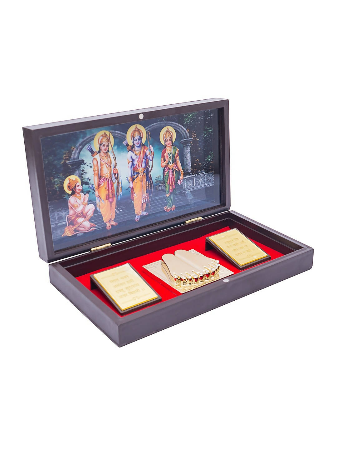 Golden Peacock 24 Ct Gold-Polished & Brown Ram Darbaar Pooja Box | Swadesiicart