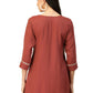 Brown Poly Rayon Floral Embroidered Top - Zeny