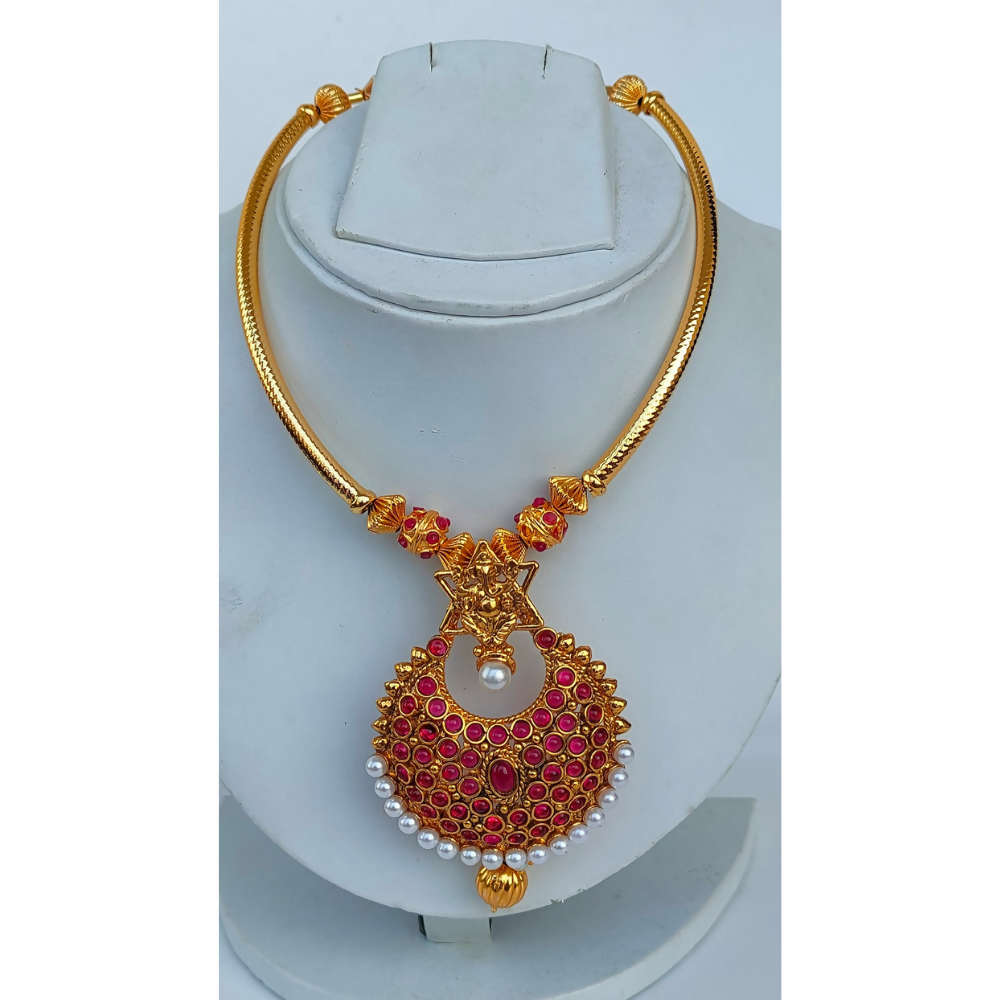 Pink Kemp Ganesh Necklace | Swadesiicart