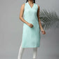 Ahalyaa Womens Summer Blue Pure Cotton Printed Kurtas | Swadesiicart