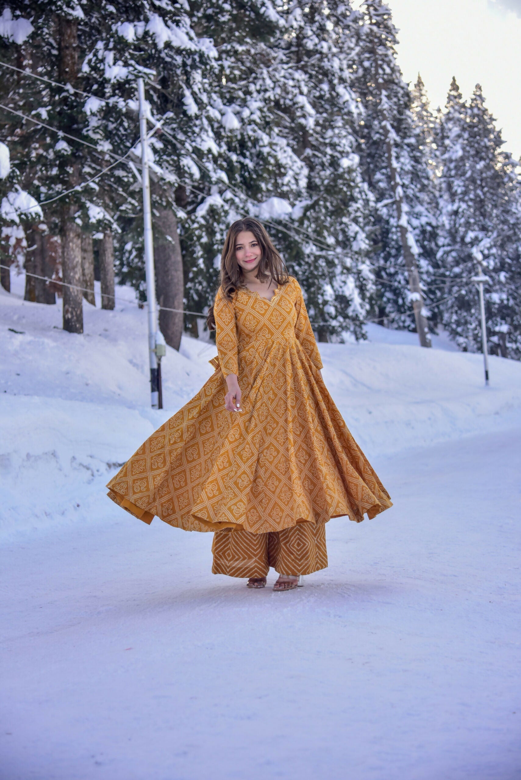 Jyoti Fashion Women's Mustard Cotton Silk Heavy Digital Printed Kurta Plazo Set | Swadesiicart
