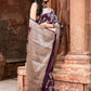 Joban Fashion Purple Pure Katan Pure Handloom Banarasi Silk Saree | Swadesiicart