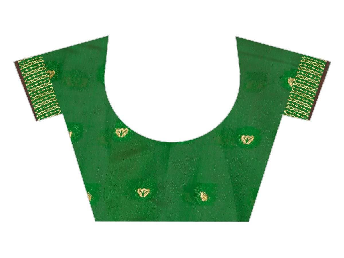 Vamika Banarasi Jaquard Red Weaving Saree With Green Blouse | Swadesiicart