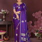 Joban Fashion Purple Floral Motifs Banarasi Silk Sarees | Swadesiicart