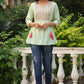 Juniper Women's Green Cotton Dobby Solid Embroidered Straight Tunic | Swadesiicart
